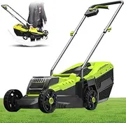 1600W Cordless Lawnmower, Walk-Behind Lawn Mower with 2X 4.0 Ah Battery, 32cm Cutting Width, 30/50/70mm 3 Adjustable Cutting Heights, 3400rpm Charge Lawnmower with 45L Large Grass Box