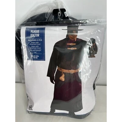 Giant Plague Doctor Costume Robe Mask Hood Belt Hat Halloween Cosplay XXL Org 69