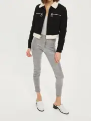 Topshop prince of wales coated houndstooth zip treggings size 2