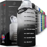 PNK Motivational Water Bottle TimeMarker, 1/2 Gallon w Straw 64 oz/2.2L BPA FREE