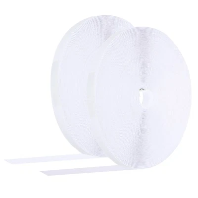 1 Set 1" x 82ft Hook and Loop Strips Roll Tape Double Sided White
