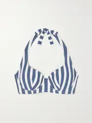 [Eres] Eres - Samba Corazon Striped Halterneck Bikini Top - Blue - FR 42 FR 42 Blue