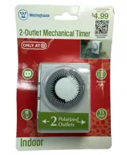 Daily Mechanical Timer 2- Outlet Westinghouse TM416 White Target Xmas Lights