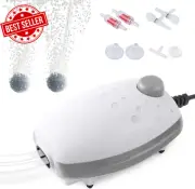 3W Aquarium Air Pump Quiet Adjustable 5L/Min for 1–450L Fish Turtle Tank Set