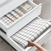 ALIUNI Drawer and Shelf Liner, Non-Slip Kitchen Cabinet Liners Non-Adhesive Thick Strong Grip Waterproof Washable Mats Protect Dresser Shelves Cupboard Bathroom Cabinets, White Stripes, 12 in X 10 FT
