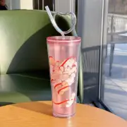 Starbucks 2024 China Valentine'Day Heart Shape Straw Cat Double Wall Cup 24oz