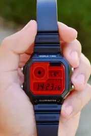 Crimson Pulse – Modified Watch Based on Casio AE-1200 – Custom Digital Mod edc