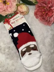 Christmas Brown Santa Cozy Lounge Socks AirPlus Aloe Infused Sock 5-11 NWT GIFT