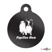 Papillon Mom Engraved Keychain Round Tag w/tab Many Colors