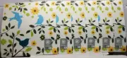 Set of 6 Square Kitchen Vinyl w/Foam Back Placemats (15"x15") BIRDS & FLOWERS,GC