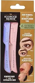 Hollywood Browzer Dermaplaning Razor Tool for Face - Eyebrow Shaping - Removing Unwanted Hair and Peach Fuzz - Exfoliating Tool for Women - Face Razor for Women - Duo Pack (Amethyst and Citrine)