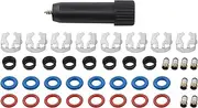MOTOKU 8 Set Fuel Injector Repair Seal Kit w/Micro Filter Removal Tool for Chevy GMC Cadillac Escalade Silverado Suburban Tahoe Avalanche Trailblazer Express Sierra Envoy Yukon 1999-2007 V8