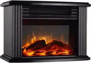 1500W Mini Electric Fireplace Tabletop Portable Heater,14'' (Black, Metal)
