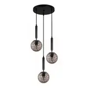 Interior Black Smoke Spherical Glass Shape 3 Light Cluster Pendant - TRATTINO2X3R