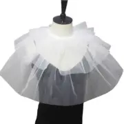 Women Victorians Ruffle Neck Collar 3 Layers Mesh False Collar Big Shawl Capelet