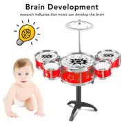 Toddler Jazz Drum Kit 5 Drums 1 Cymbal Kids Drum Set Hand Eye Coordination DS