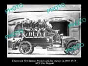 OLD LARGE HISTORIC PHOTO OF CHATSWOOD NSW FIRE BRIGADE STATION & FIREMEN c1910