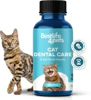 Cat Dental Care & Bad Breath Remedy - Natural Oral Health for Cats Teeth, Mouth