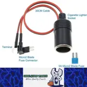 Micro2 Blade fuse Connector Cigarette Lighter Socket Adapter 30CM Cable 5A Fuse
