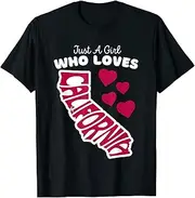 [X.Style] Just A Girl Who Loves California - Cute Girls California ds640 T-Shirt Black