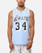 [MITCHELL & NESS] Mitchell & Ness Los Angeles Lakers Shaquille O'neal 'Vapor Blue' Jersey Light Blue - Size L L Light Blue