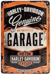[Nostalgic-Art] Retro Tin Sign – Harley-Davidson Garage – Gift idea for motorcycle fans, Metal Plaque, Vintage design for wall decoration, 20 x 30 cm