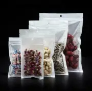 Mylar Zip Lock Pouch - White/Clear Resealable Bags for Food/Parts Packaging