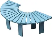 Solid Wood Bench Outside Seating, 2-Person Garden Benches for Outdoors, Weatherproof Curved Slatted Bench Stools for Patio, Porch, Backyard and Park, Blue(Half Round)