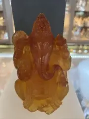 DAUM France Amber Pate De Verre Ganesh Ganesha Figurine L.E. Sold Out
