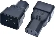 (2 Pack) Tekit IEC 320 C20 TO C13 POWER ADAPTER 10A PDU/UPS PLUG/SOCKET C13 TO C20