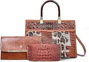 [OGOLOUG] Purses for Women Faux Leather Medium Large Tote Satchel Shoulder Purse Ladies Handbag Wallet set 3pcs