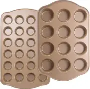 Nonstick Muffin Pan, Mini Cupcake Pan Set, Muffin Tins for Baking, 2 Pack, 12-Cu