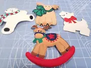 4 Christmas Iron On Applique Patches Reindeer Dog Polar Bear