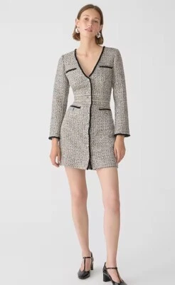 J crew Collection V-neck lady dress in tinsel Tweed Sz 4 BV884