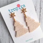 Handcrafted CZ Sterling Silver Christmas Snowflake Earrings