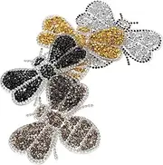 ORFOFE 4Pcs Bee Rhinestone Iron Patches Stylish Glitter Decor for Clothing Shoes Bags Activated Adhesive for DIY Projects Fashionable Designs Grey