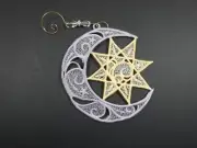 Machine Embroidered Lace Christmas Tree Ornament Captured Star