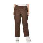 CHEROKEE Women's Elastic Waist Cargo Scrub Pants - Chocolate
