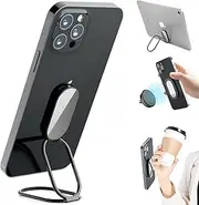 Phone Ring Holder Finger Kickstand, 360° Rotation Cell Phone Ring Holder Stand Metal Phone Back Grip for Magnetic Car Mount Foldable Cell Phone Stand Compatible with Most Smartphones