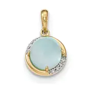 14k Blue Chalcedony and Diamond Pendant