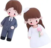 MERRYHAPY 2pcs Wedding Cake Toppers Figurines Mr Mrs Bride and Groom Decorations Artistic Soft Glue Cake Decor for Weddings Anniversaries Home Decor Safe for All Themes