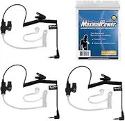 MaximalPower RHF 617-1N 3.5mm Receiver/Listen ONLY Surveillance Headset Earpiece with Clear Acoustic Coil Tube Earbud Audio Kit for Two-Way Radios, Transceivers and Radio Speaker Mics Jacks (3 Pack)
