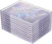 Qesonoo Cards Sleeves Top Loaders 10 Hard Acrylic Card Protector Clear Card Brick + 1 Display Stand Fit for Trading Cards,Standard Sports Cards,Baseball Card Holder Cases Collectibles White
