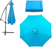 Round Replacement Table Umbrella Canopy, 6.5ft/8ft/9ft/10ft /11.5ft Outdoor Umbrella Canopy Replacement, Parasol Replacement Top Cover for 8 Ribs 6 Ribs(Lake Blue,3.5m/11.5ft(8Ribs))