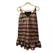CYNTHIA ROWLEY FLORAL METALLIC RUFFLE DRESS NEW WOMENS SIZE 2