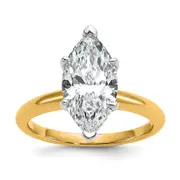 14k Two-Tone 3 Ct. Certified Lab Grown Diamond VS/SI+ G+ Marquise Solitaire Engagement Ring