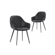Simplife Set of 2 Fido Black Faux Leather Dining Chairs