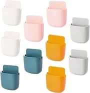 Amosfun 10pcs Wall Mounted Storage Box Punch for Remote Control and Mobile Phone Organizer with Charging Port Easy Installation Space Saving Design for Home and Office