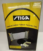 Brand New STIGA Retractable Table Tennis Net, 3 Ping Pong Balls, 2 Paddles