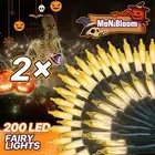 2 Pcs Plug In 200 LED 8 Mode String Light Halloween Party Waterproof Fairy Light